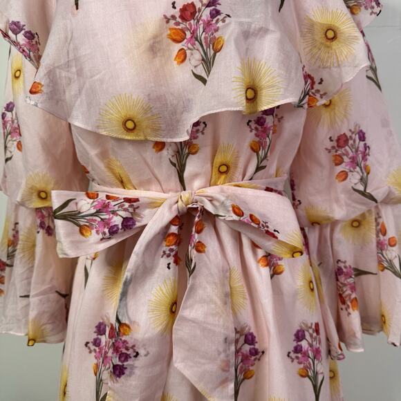 Borgo de Nor Pink Floral Ruffle Cotton Voile LouLou Dress Size US 6 NWT Romantic - Picture 2 of 12